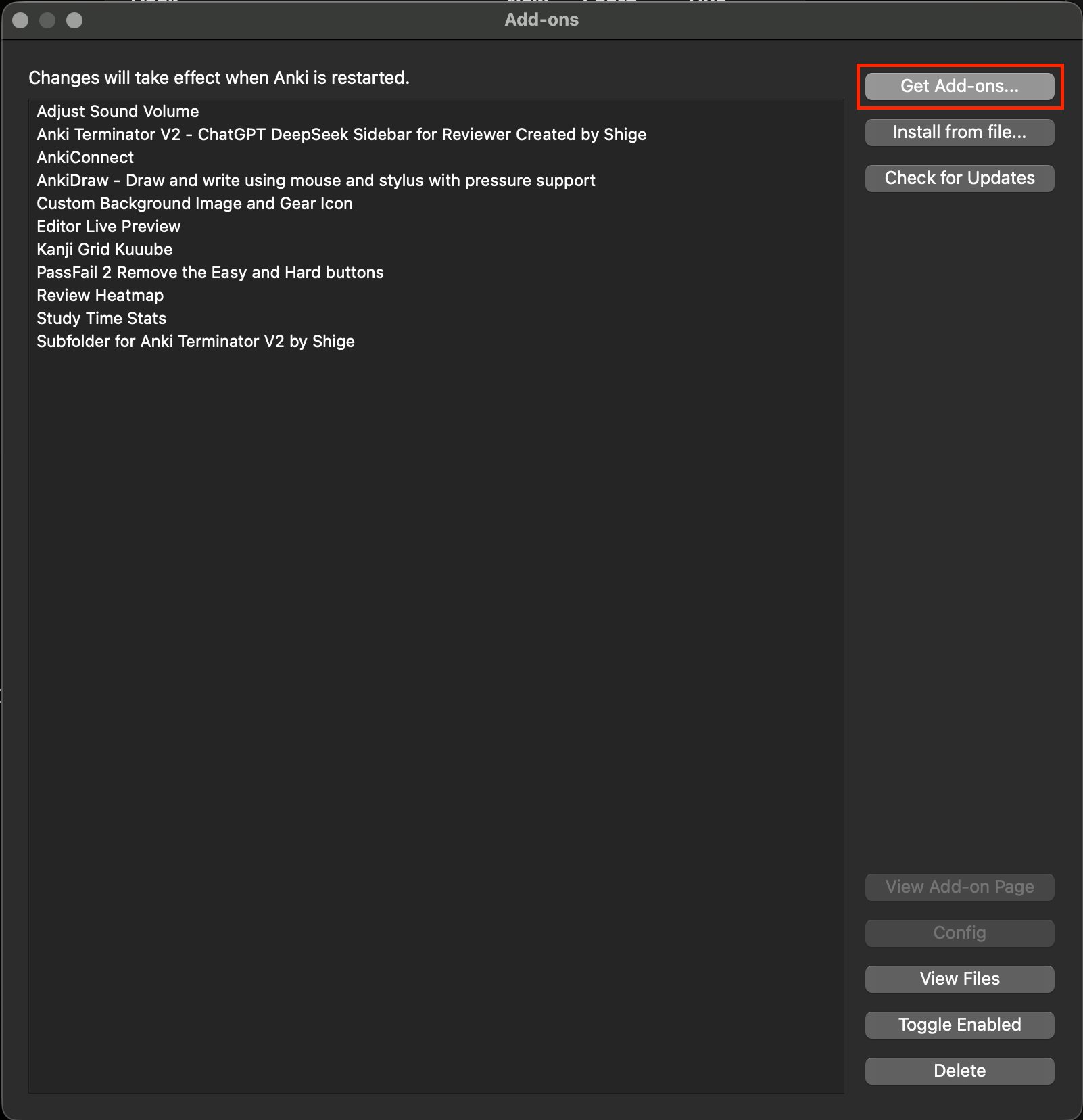 Get Add-ons кнопка